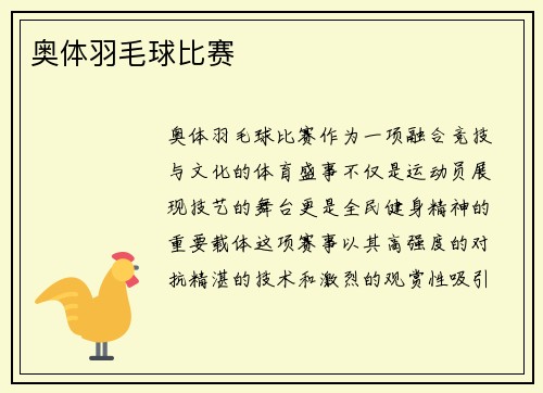 奥体羽毛球比赛
