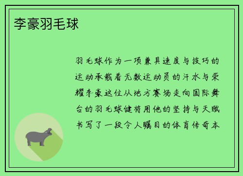 李豪羽毛球